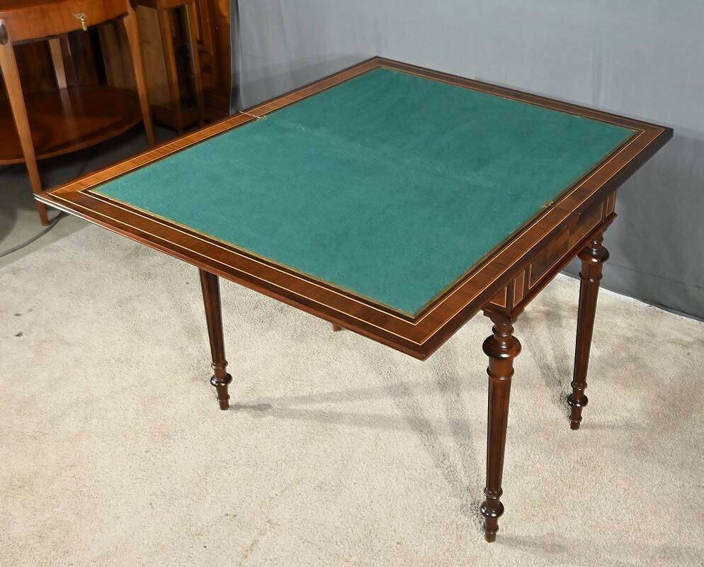 Marquetry system table, louis xvi style – 2nd half of the 19th century