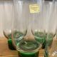 Set of 6 large Luminarc green foot glasses