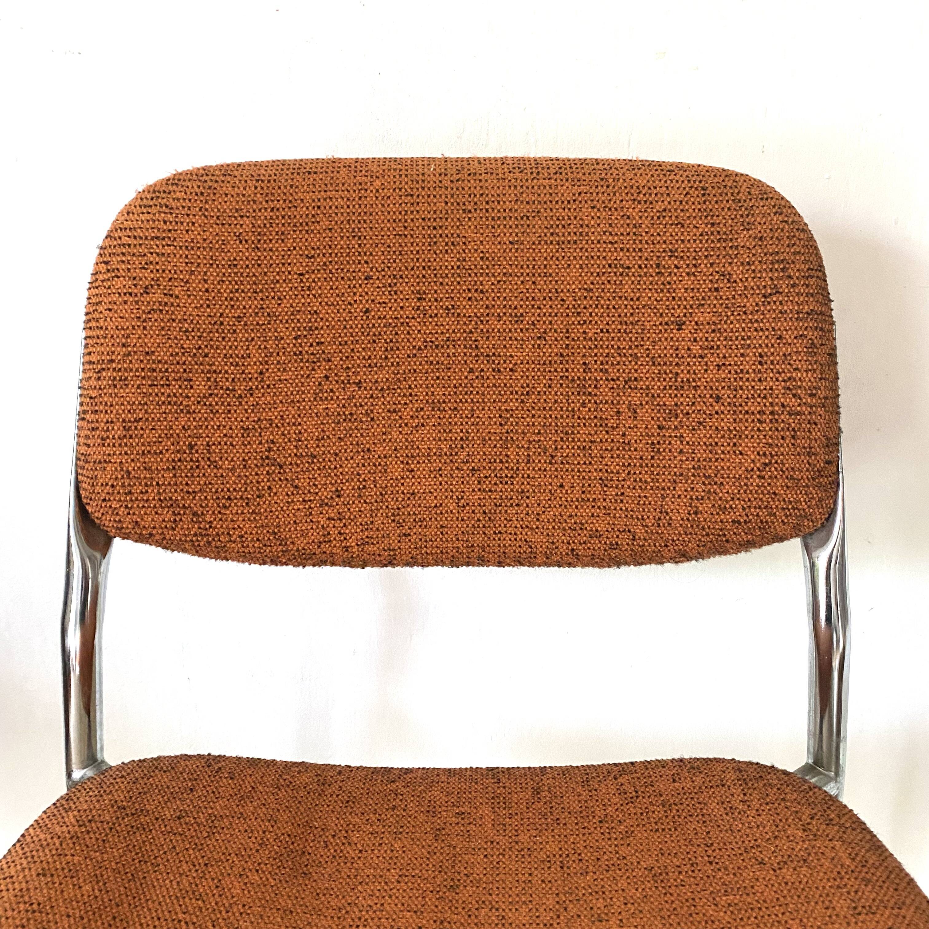 Pair of vintage Eurosit chairs, chrome and tweed, 1970s