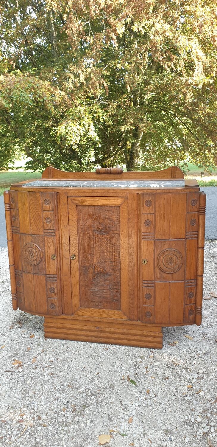 Art deco oak and marble sideboard