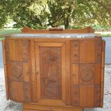 Art deco oak and marble sideboard