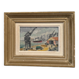 Oil on canvas by Charles Maillard the port of Nantes 20th century