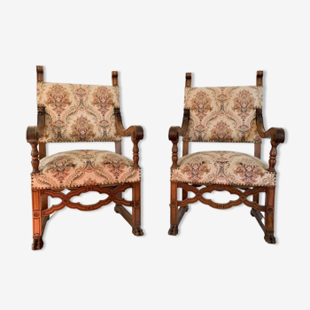 Pair of Neo-Renaissance armchairs, circa 1870