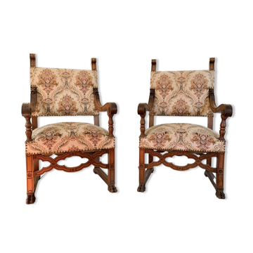 Pair of Neo-Renaissance armchairs, circa 1870