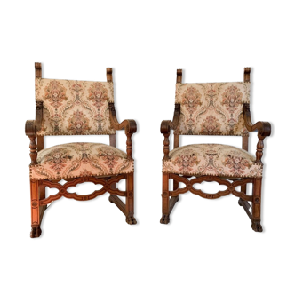 Pair of Neo-Renaissance armchairs, circa 1870