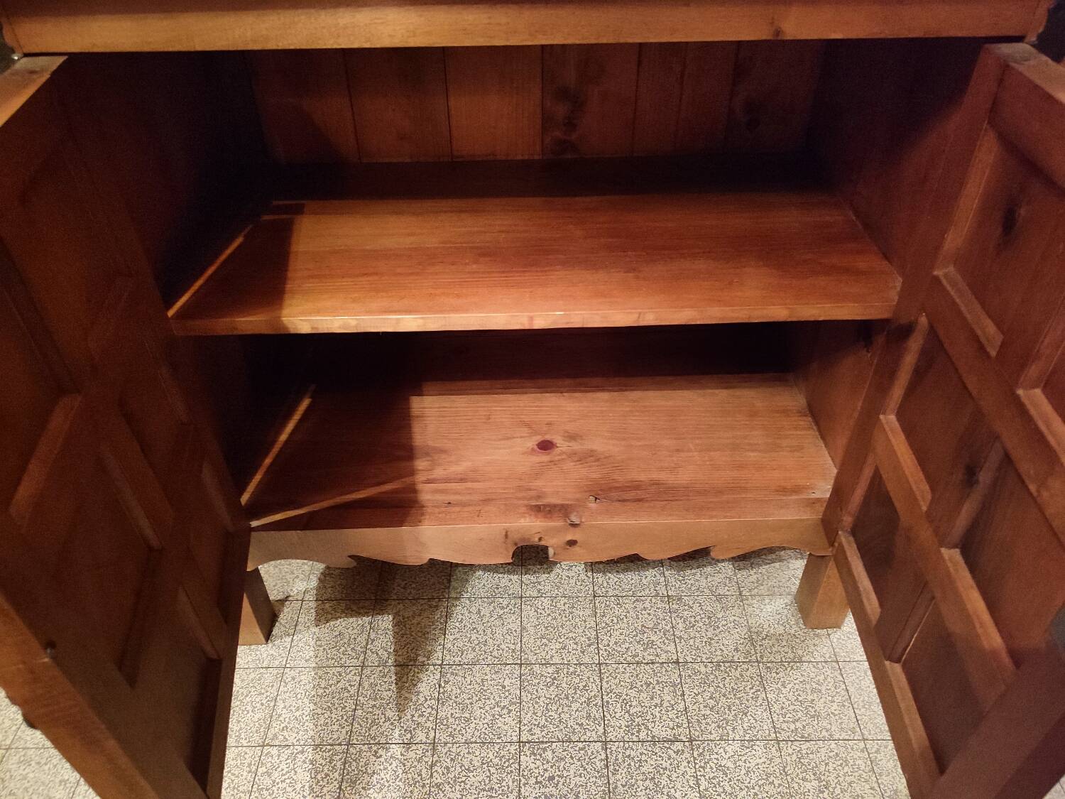Small solid walnut pedestal sideboard