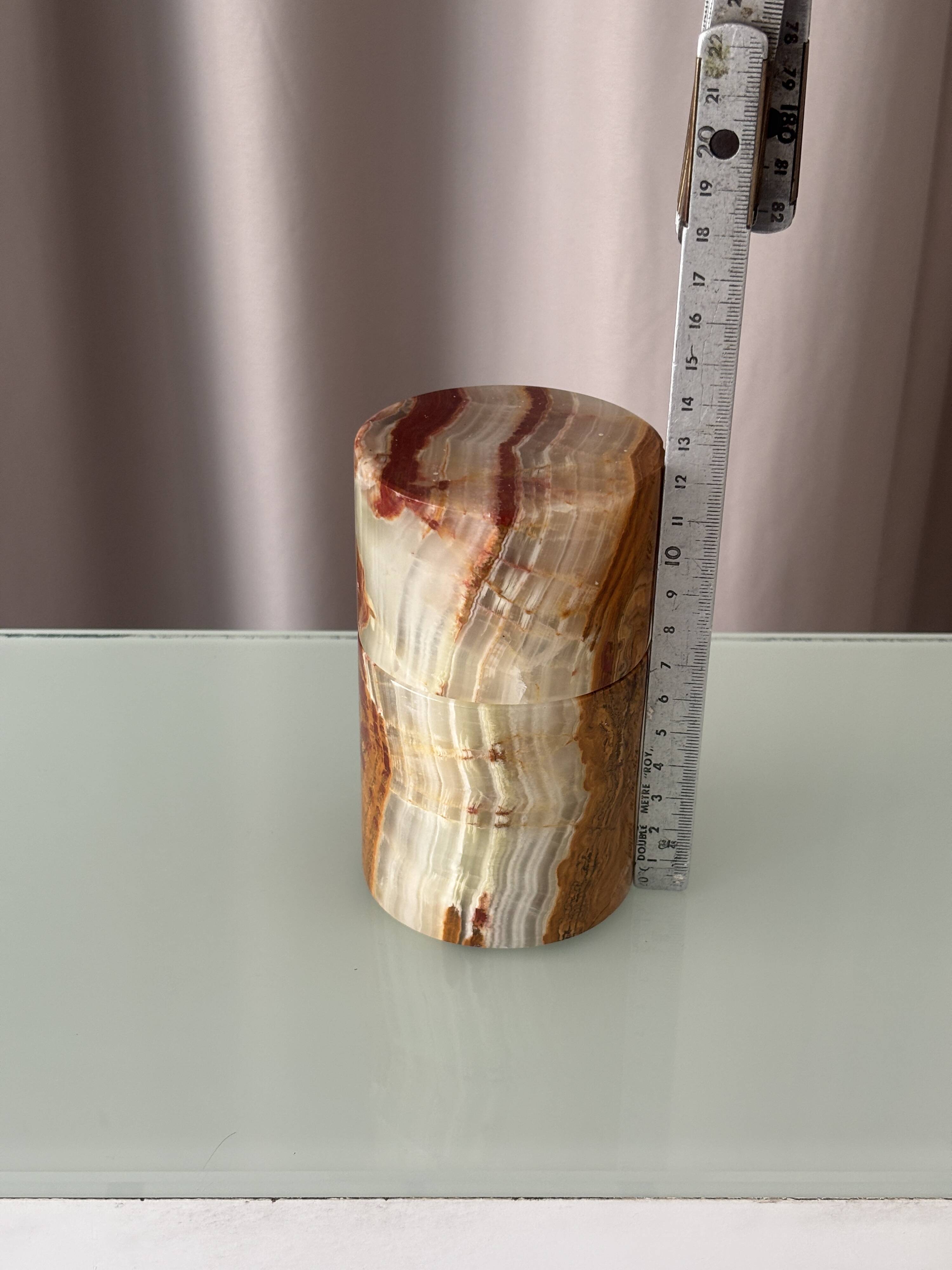 Vintage Hand-Carved Onyx Vessel | Cachepot | Sculptural Stone Bowl