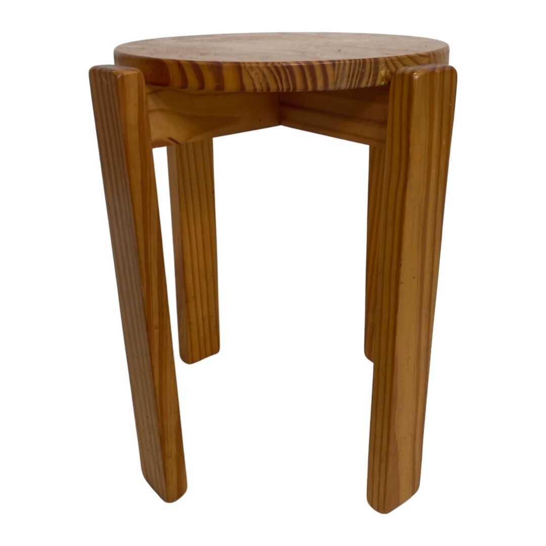 Mid century pinewood stool, 1960s minimalistic design