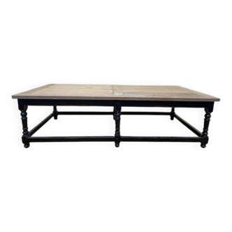 Table basse de style Louis XV chêne et noir