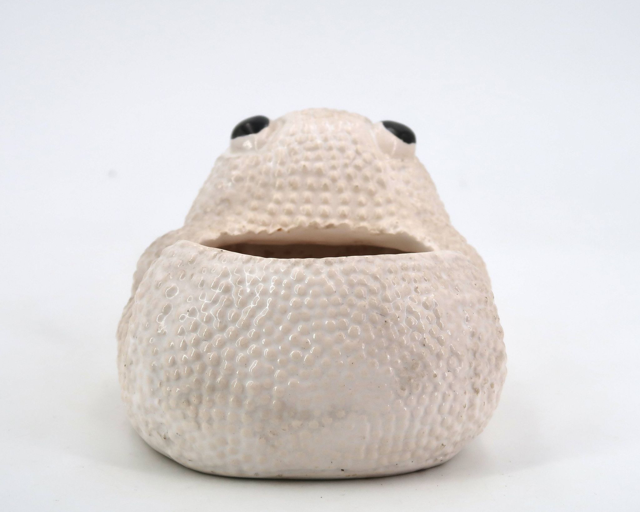 White ceramic frog flower pot by Jean Roger