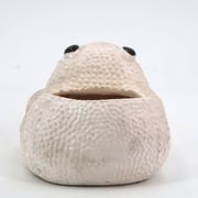 White ceramic frog flower pot by Jean Roger
