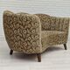 60s, danish vintage 2 seater "banana" sofa, green velour, original condition.