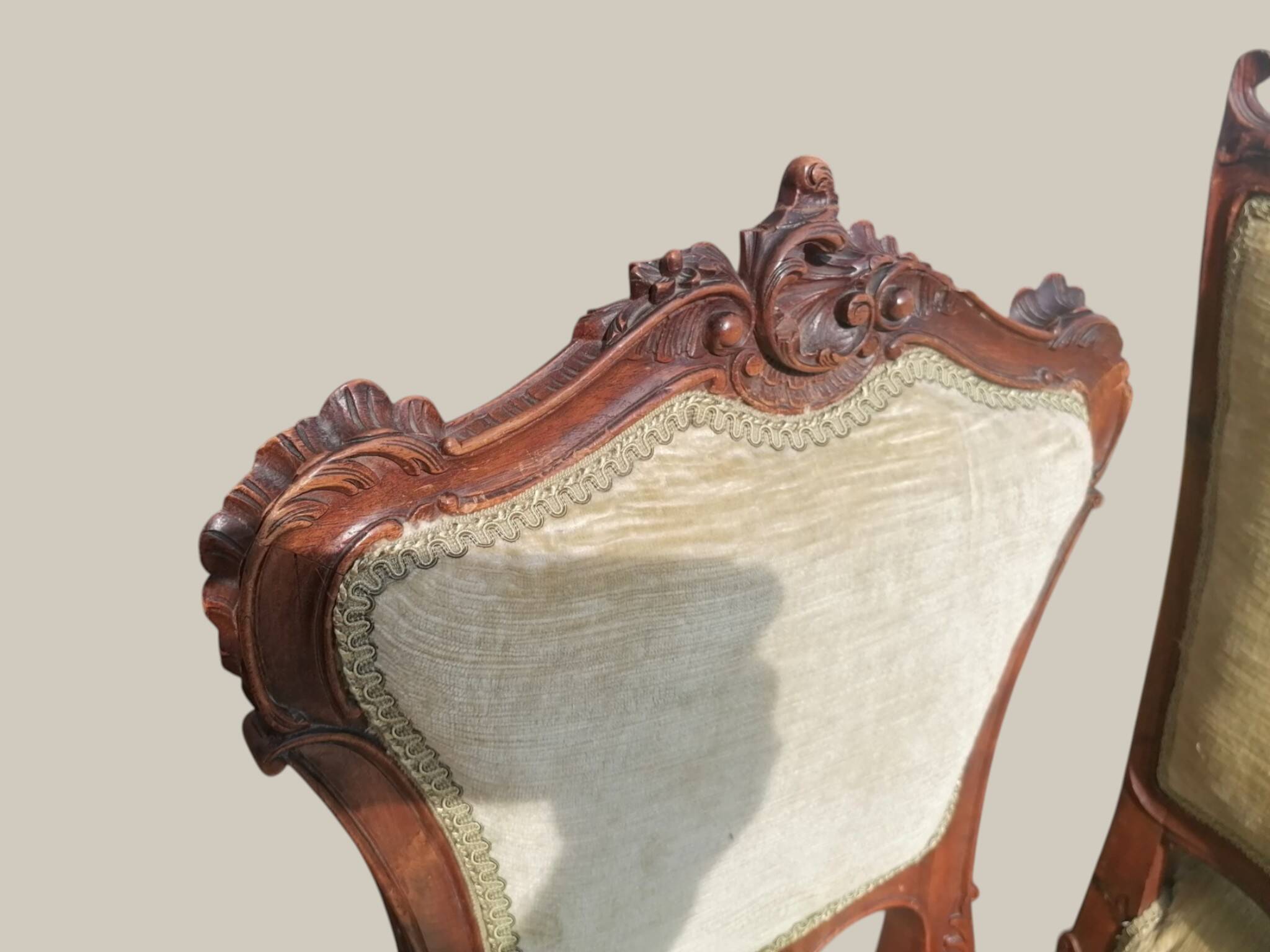 Salon Rocaille / Rococo - 2 fauteuils & 2 chaises - Noyer XIXe