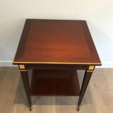 Two-level table in mahogany and brass