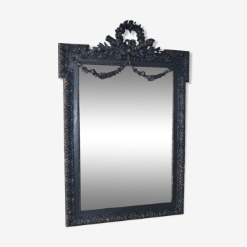 Miroir Louis XV patiné noir 80x120cm