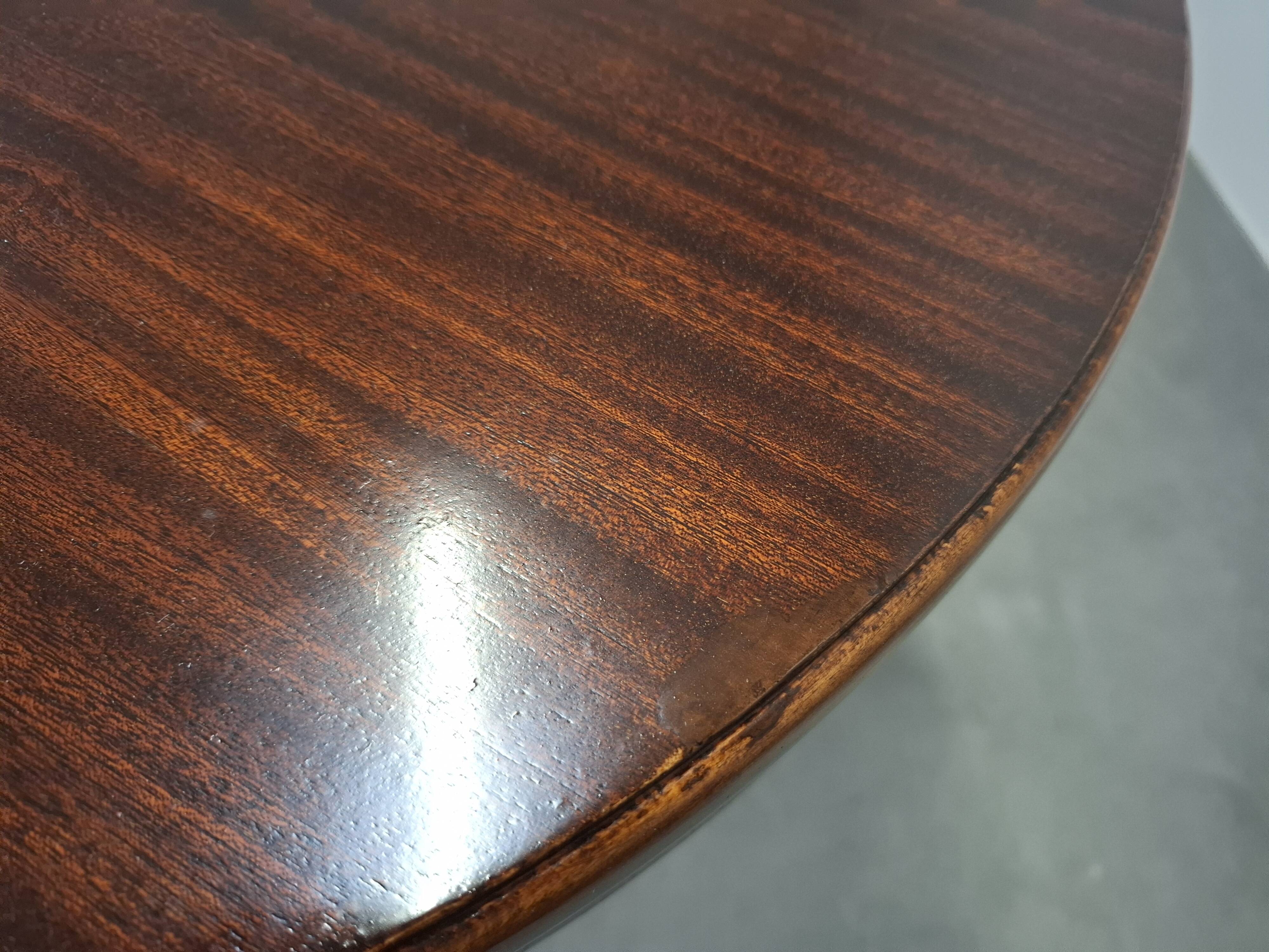 1930s Czechoslovak Art Deco Round Table in Wood and Veneer