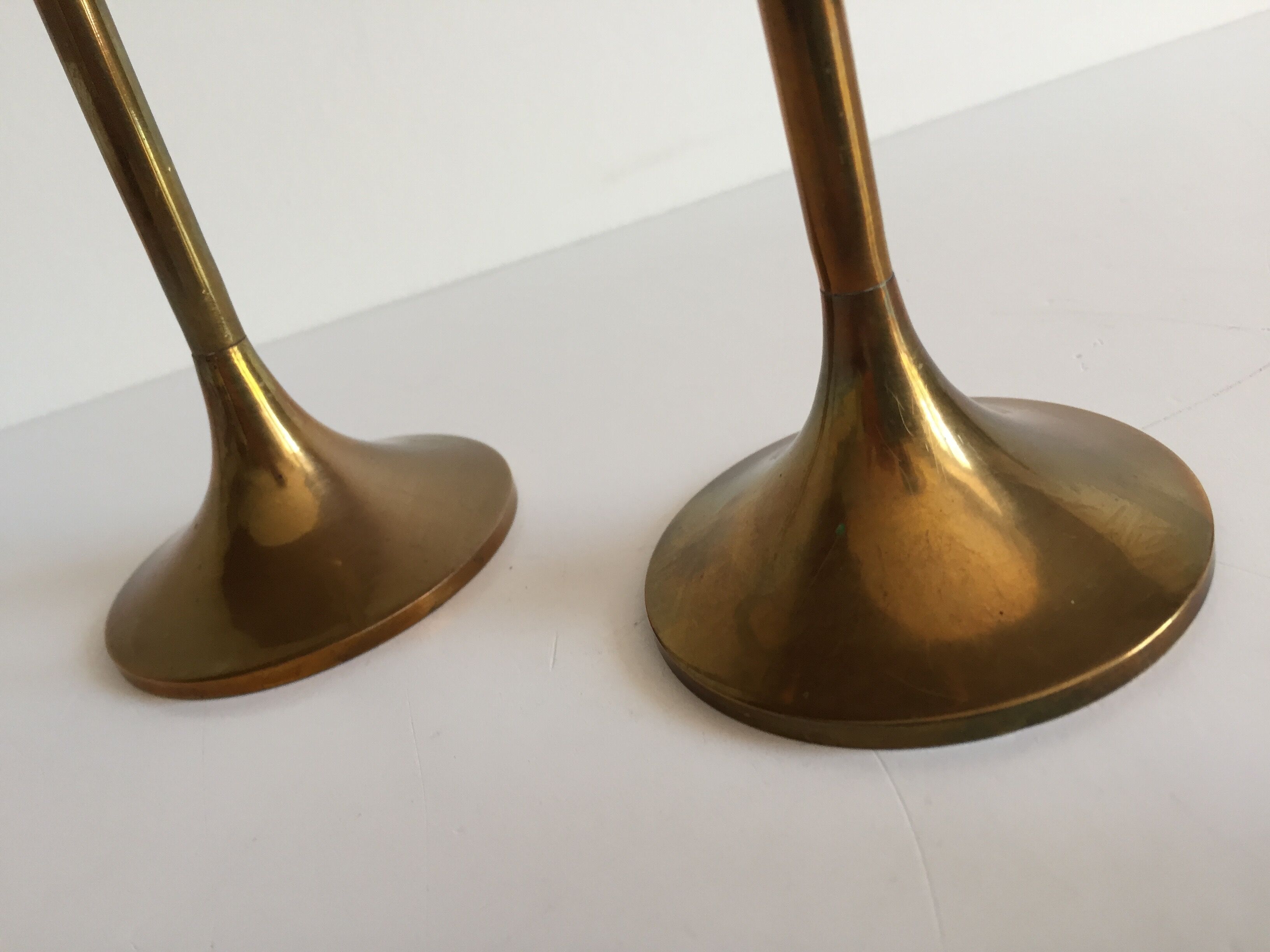 Pair of Scandinavian candlesticks in solid brass