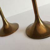 Pair of Scandinavian candlesticks in solid brass