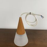 Glass and teak pendant light, es horn danmark