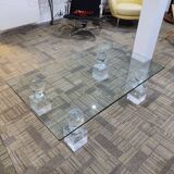 70s glass and lucite coffee table