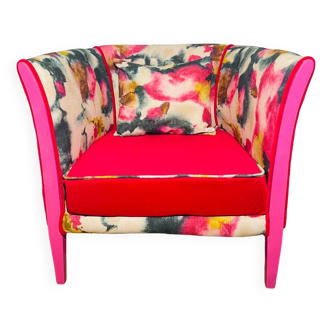 Restored pink toad armchair