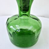 Vintage Green Empoli Italian Glass Carafe With Fleur De Lys Seal Stopper