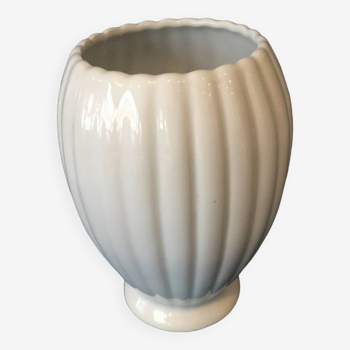 Very decorative groved limoges porcelain white vase
