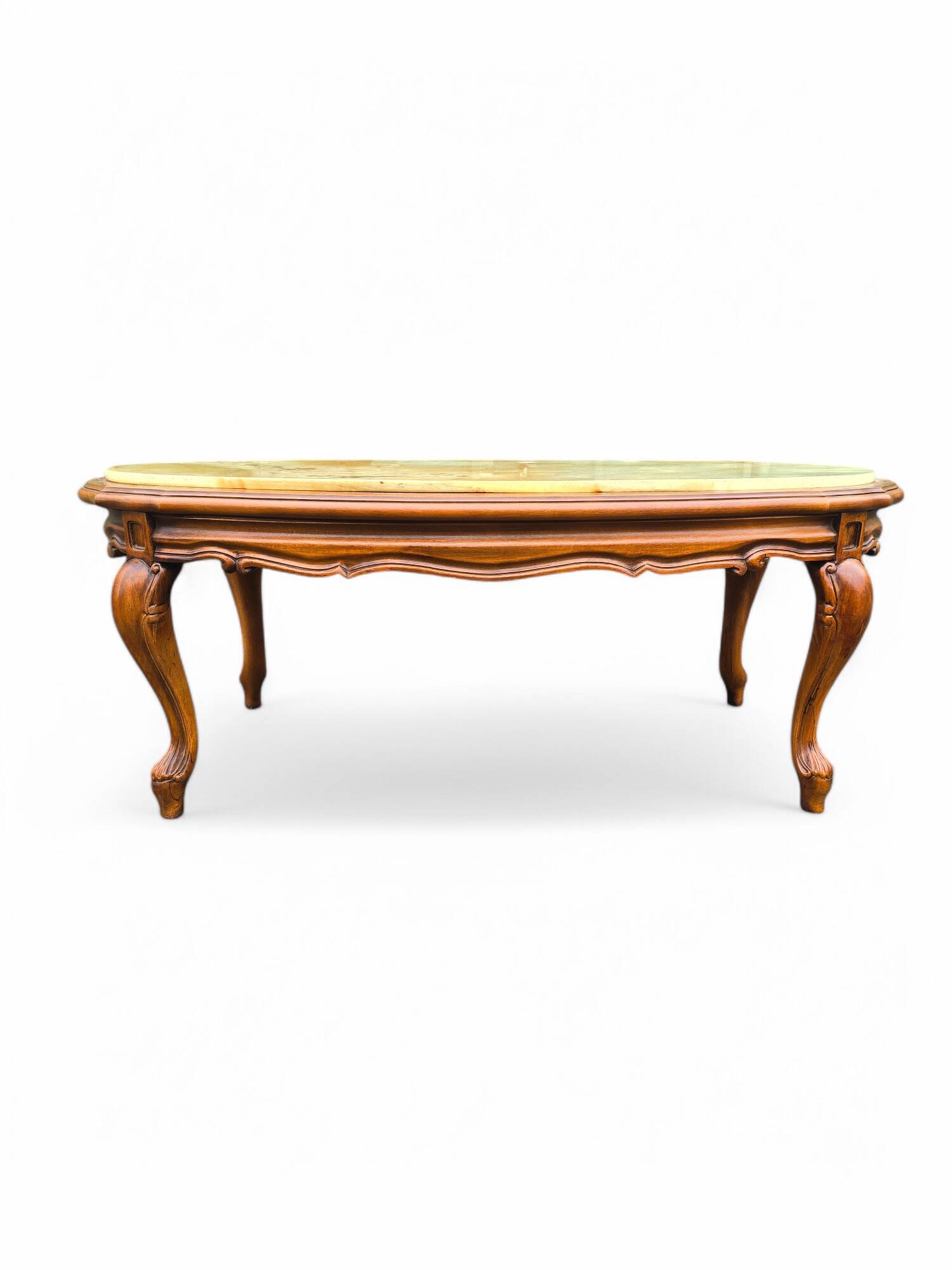 Vintage cherry wood and marble top coffee table