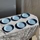 Set of 6 vintage blue dessert plates D18 (1)