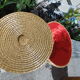 Trash in straw, inside Red satin, vintage 70's