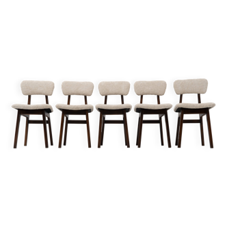 Lot de 5 chaises design R. Hałas Vintage Pologne années 1970