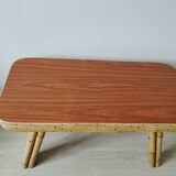 Designer table in bamboo and teak veneer, 1970s