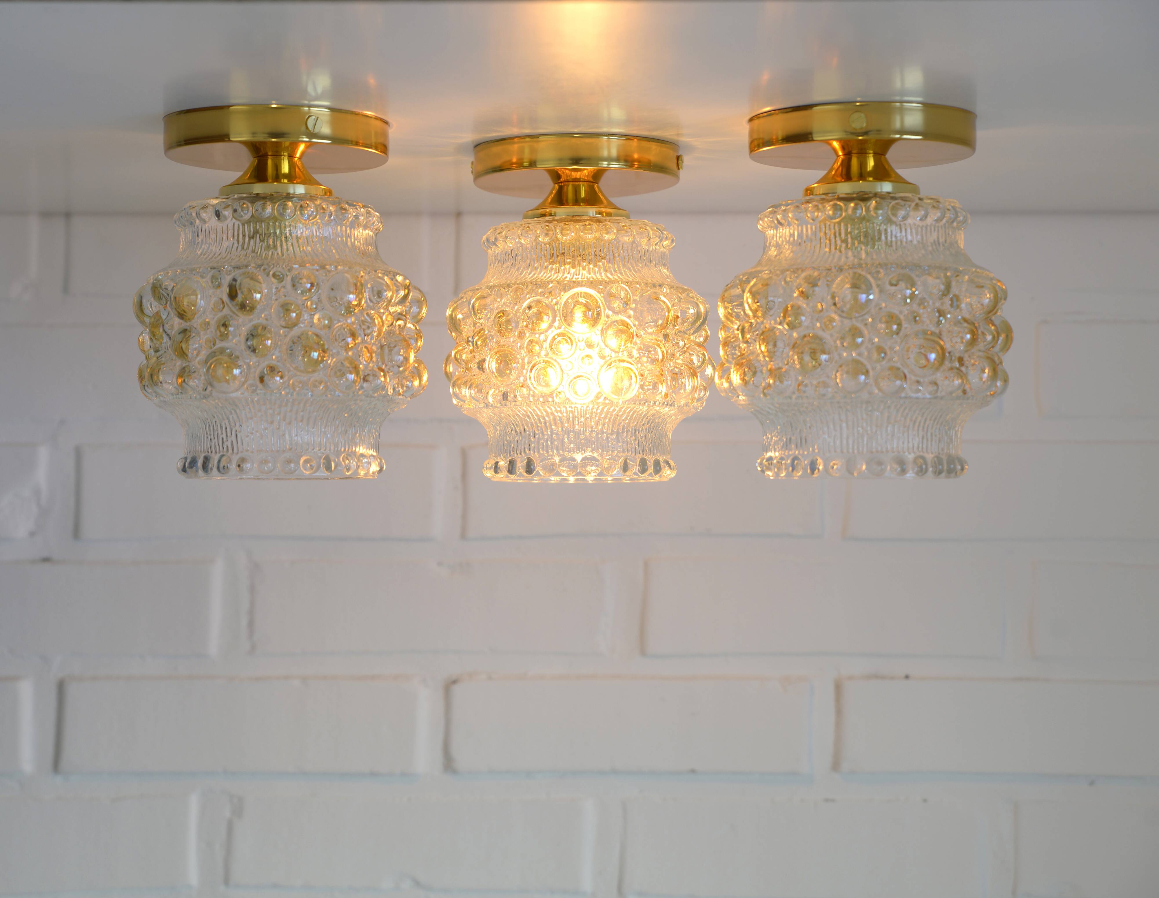 1/3 appliques murales en verre soufflé à la main / éclairage de plafond doré repensé