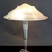 Important Art Deco lamp, nickel-plated bronze, Schneider glass, Fr, c. 1930
