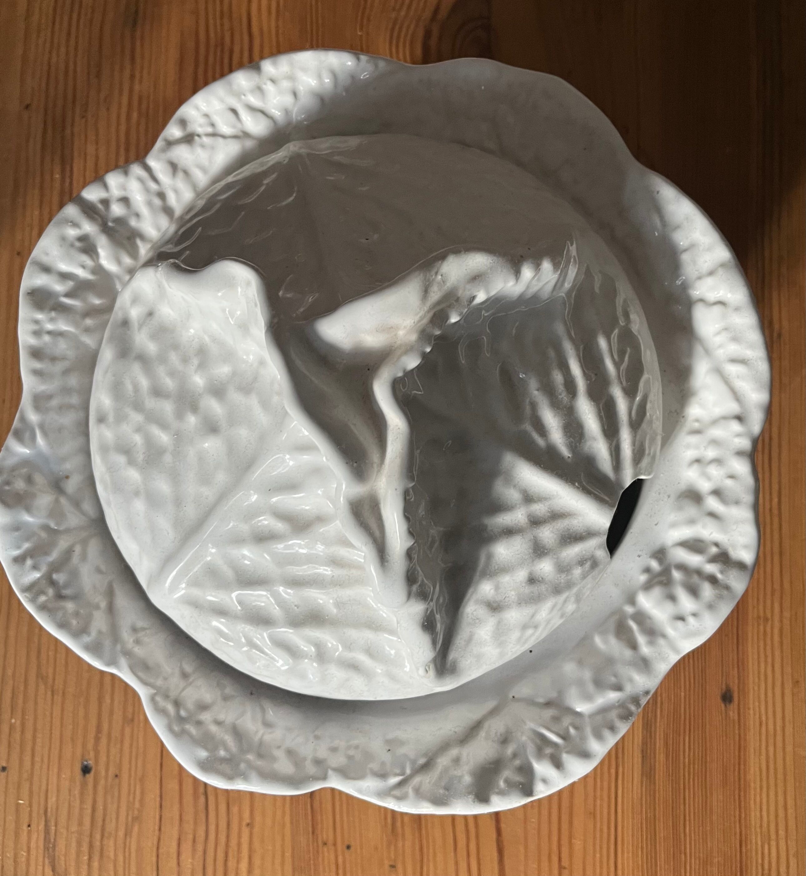 Soupière en chou style barbotine