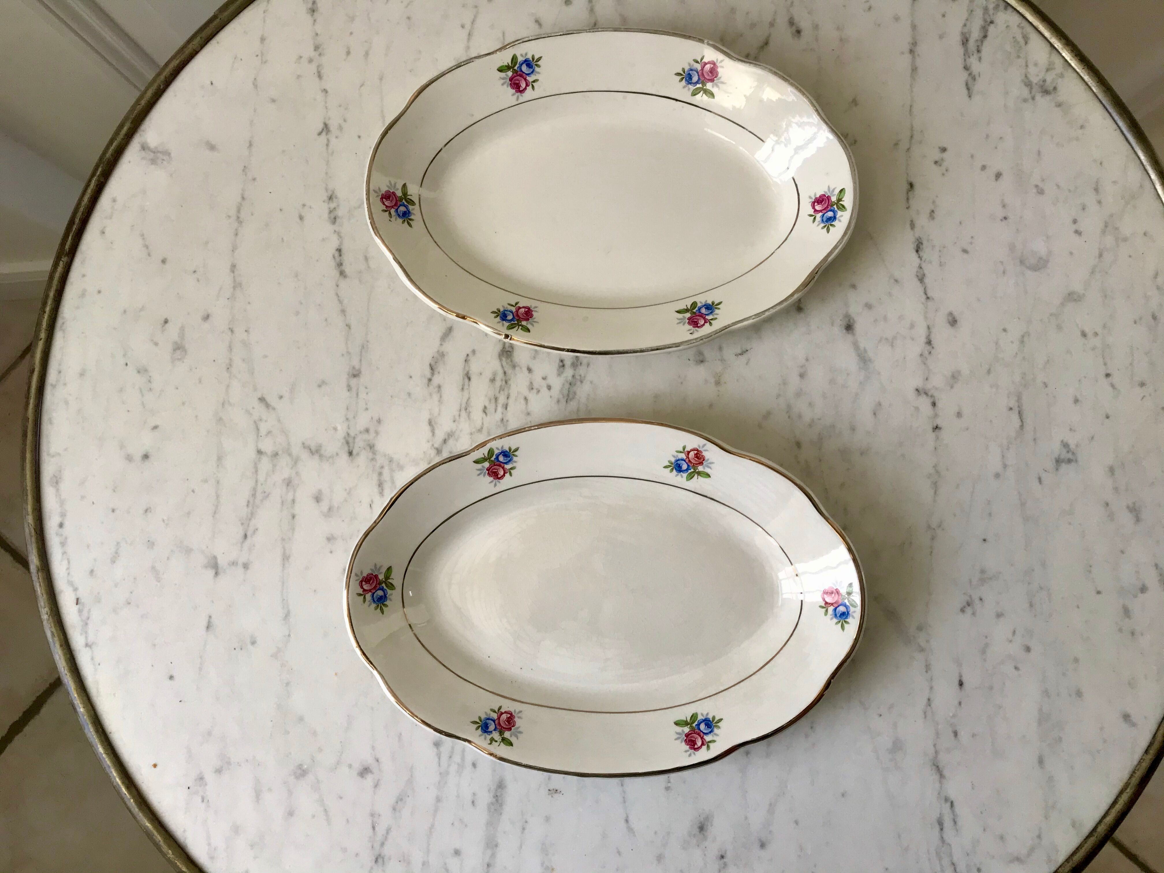 Duo of raviers digoin sarreguemines small flowers 50s