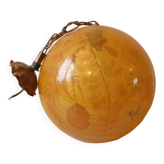 Matius rare globe pendant lamp with resin fern leaf inlays