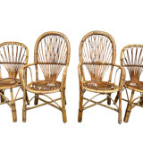 Set en rotin fauteuil et chaise Provençale des années 60