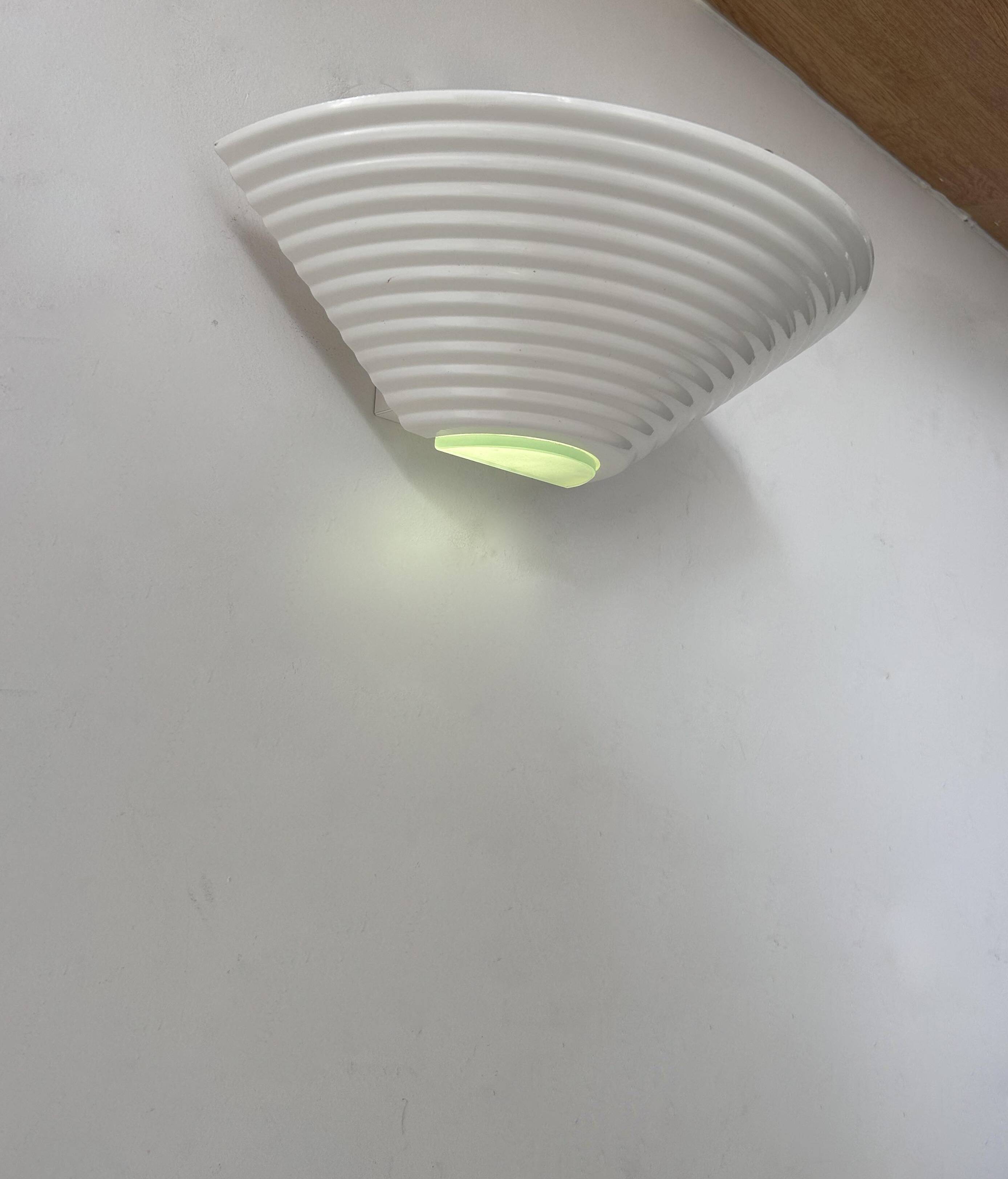 Vintage white lacquered metal and glass wall light, Denmark 1970s