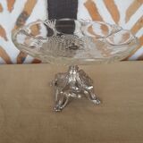 Flat crystal sandblast-cut compotier