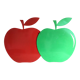 2 green and red apple magnetic panels
