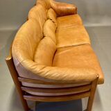 Teak and leather sofa scandinavian design 1960