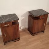 Tables de chevet italiennes Art Déco en noyer, Set de 2