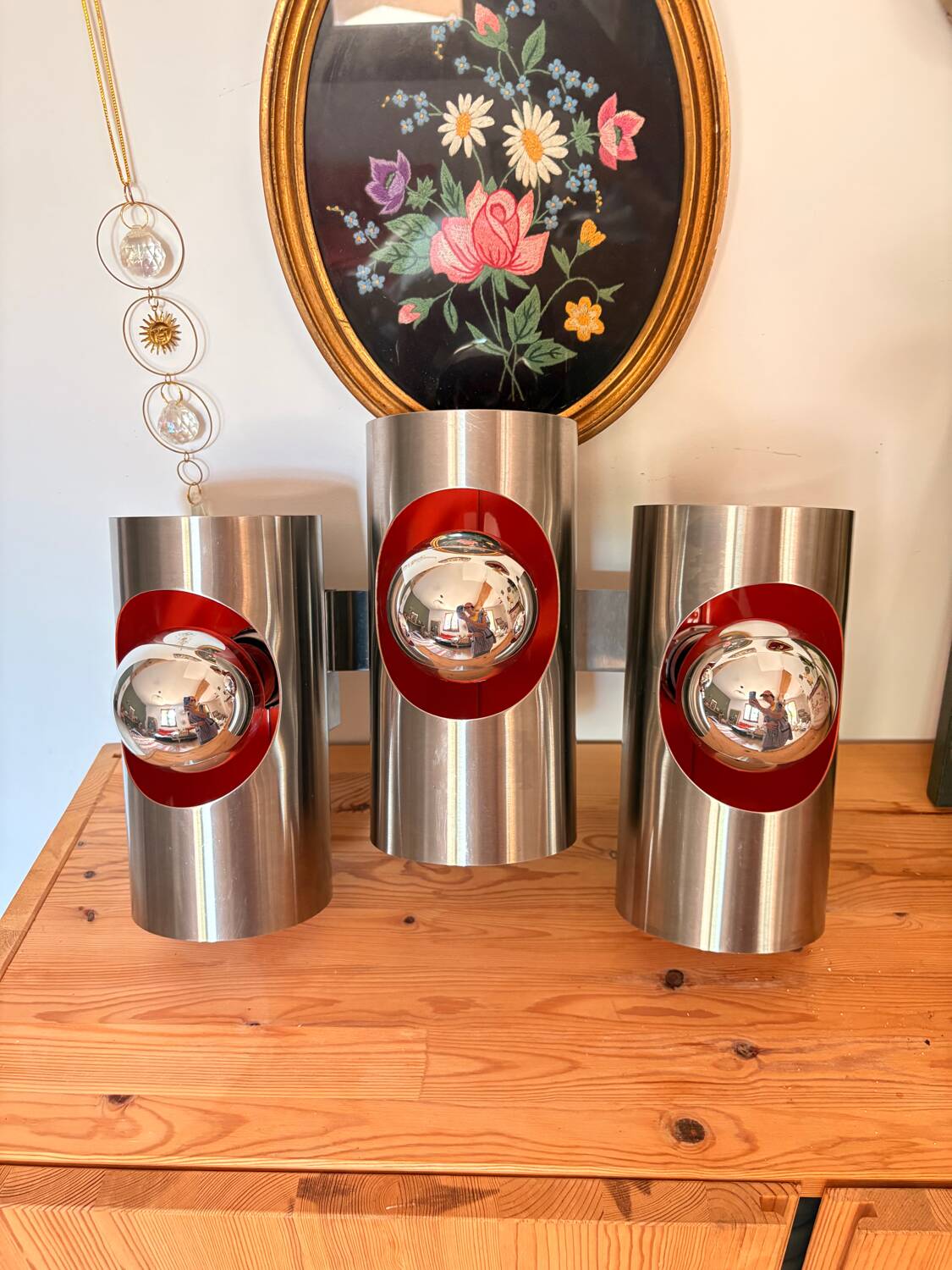 Vintage Triple UFO Orange Wall Light – Oxar 70s