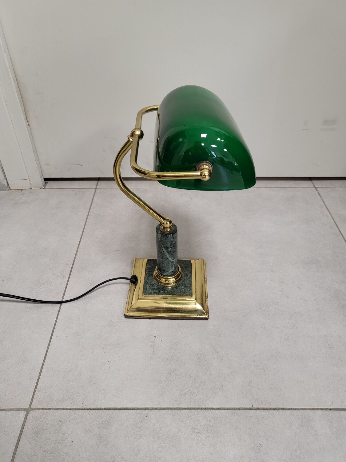 Lampe banquier de bureau marbre vert