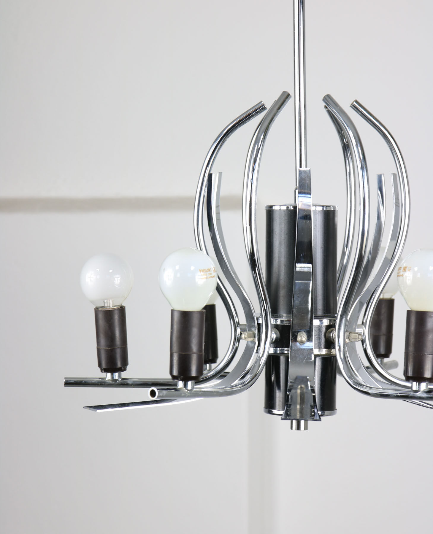 Vintage chrome swan shaped chandelier, 70