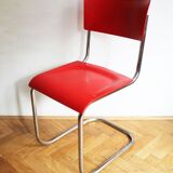 Bright Red 1950's Modernist cantilevered Chair