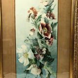 Pair of large watercolors. Bouquets of flowers Late nineteenth, early twentieth Stunt wooden frames and d
