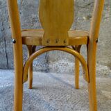 Vintage wood-curved bistro chair 1960