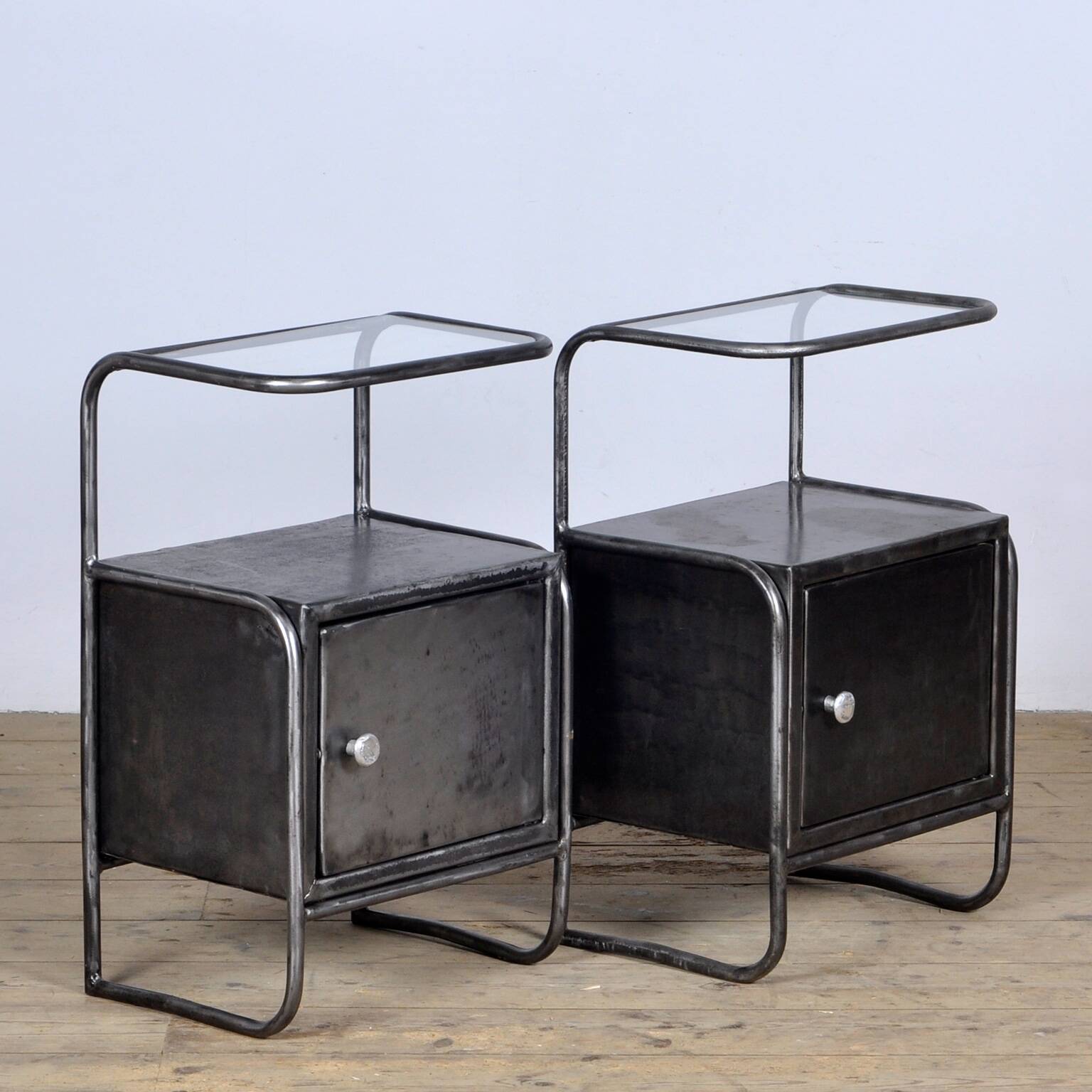 2 iron bedside tables, 1950s